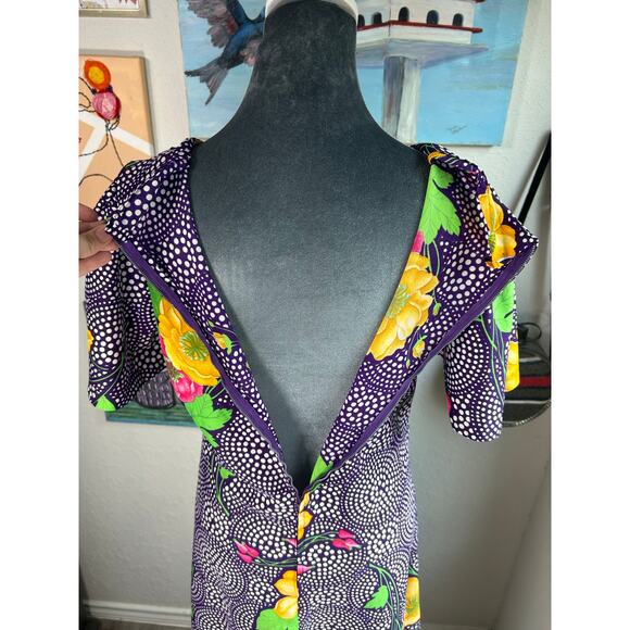 Vtg 70s Handmade- Maxi Dress- Size Large, see measurements- Purple Hawaiian - Picture 4 of 5